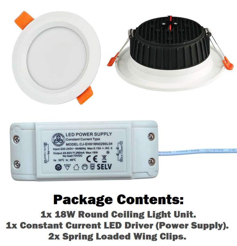 18W LED Round Panel Recessed Ceiling Light AC220~240V. Warm White Light Colour. Collections Allowed.
