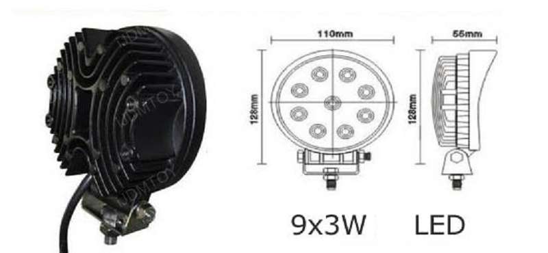 27W LED Auto Work Round Light Bar Spot Light Optical Lens 9~32V DC. Collections Are Allowed.