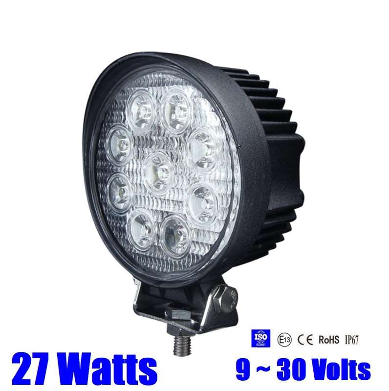 27W LED Auto Work Round Light Bar Spot Light Optical Lens 9~32V DC. Collections Are Allowed.