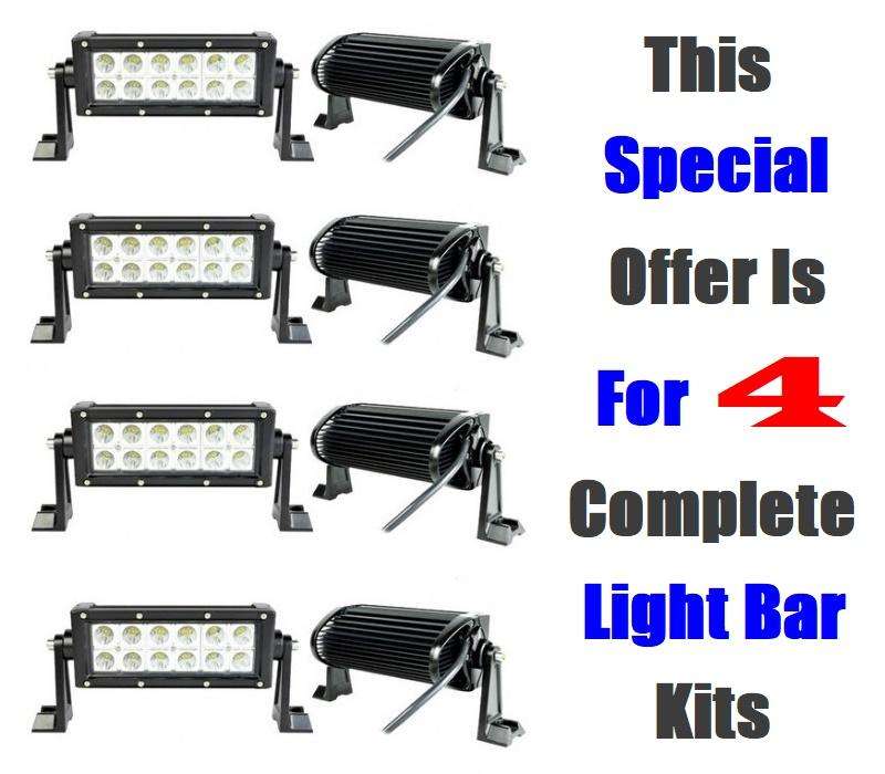 4 Units Of Double Row 36W LED Light Bars with 3D Lens Spot Beam 10V~32V DC. Collections Are Allowed.