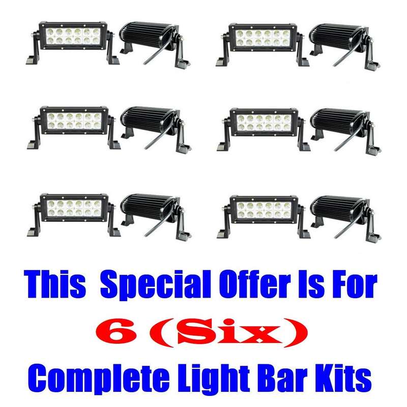 6 Units Of Double Row 36W LED Light Bars with 3D Lens Spot Beam 10V~32V DC. Collections Are Allowed.