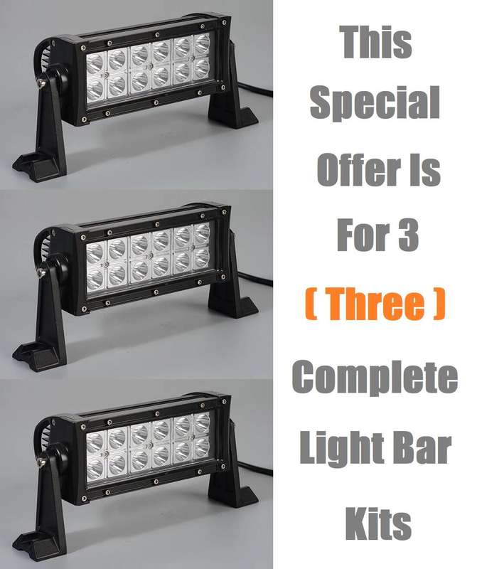 3 Units Of Double Row 36W LED Light Bars with 3D Lens Spot Beam 10V~32V DC. Collections Are Allowed.