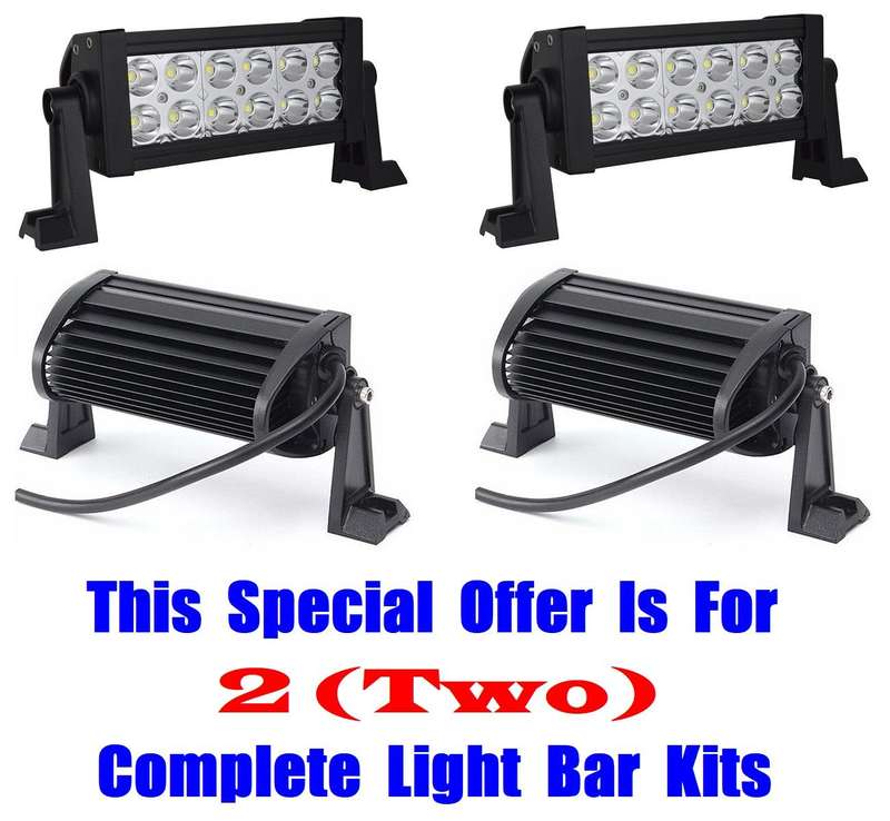 2 Units Of Double Row 36W LED Light Bars with 3D Lens Spot Beam 10V~32V DC. Collections Are Allowed.