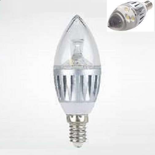 LED Light Bulbs: Candle Design 3W AC185~265V Cool White, Aluminium Heat Sink. Collections Allowed.