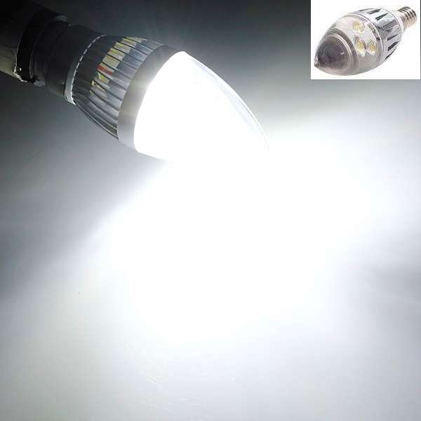 LED Light Bulbs: Candle Design 3W AC185~265V Cool White, Aluminium Heat Sink. Collections Allowed.