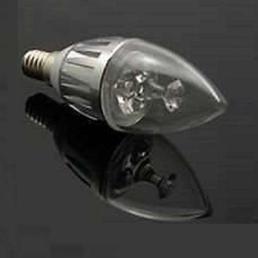 LED Light Bulbs: Candle Design 3W AC185~265V Cool White, Aluminium Heat Sink. Collections Allowed.