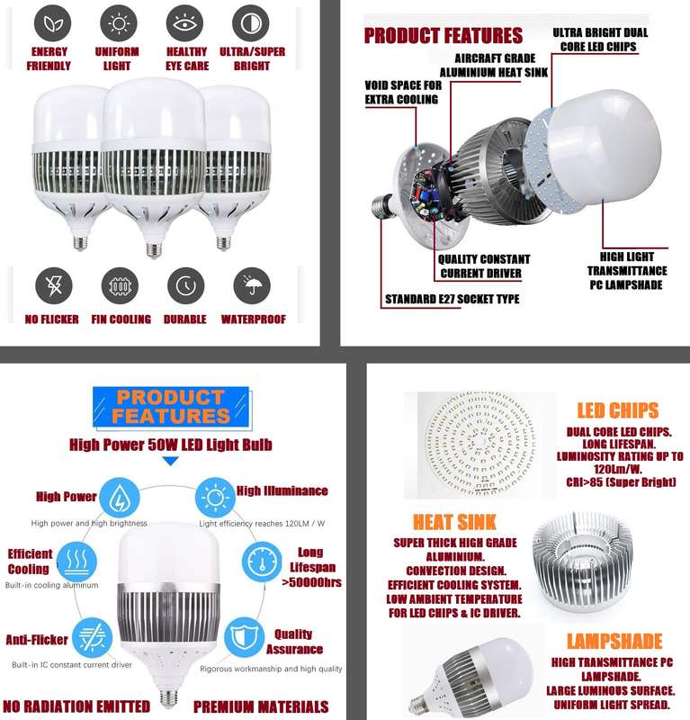 Special Offer On 50W LED E27 LED Light Bulbs Lamp AC170~240V In Warm White. Collections Are Allowed.