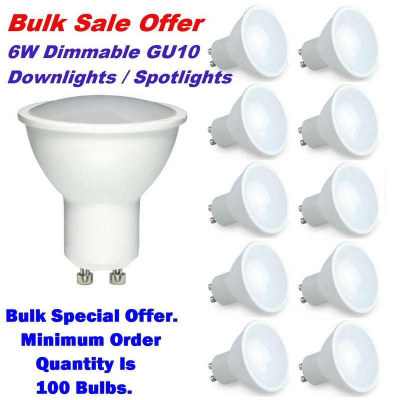 Dimmable LED Downlight Bulbs Bulk Special Offer. Wide Beam 6W GU10 AC185~265V. Collections Allowed.