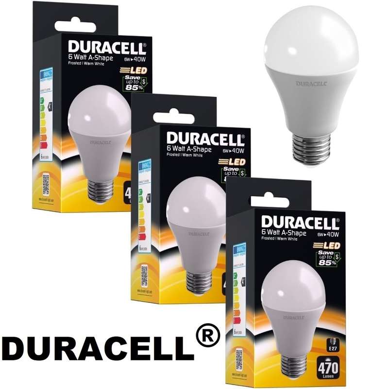 Special Offer On Original 6W AC220~240V DURACELL E27 Warm White LED Light Bulbs. Collections Allowed