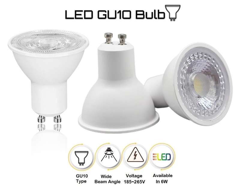 Super Cool White Dimmable 6W GU10 COB LED Light Bulbs AC185~265V LED Downlights. Collections Allowed