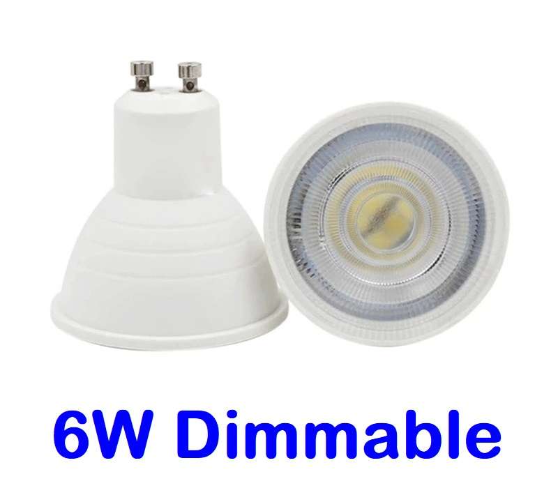 Super Cool White Dimmable 6W GU10 COB LED Light Bulbs AC185~265V LED Downlights. Collections Allowed