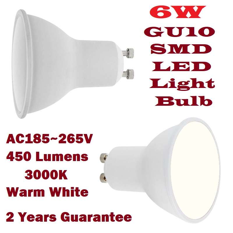 6W GU10 AC185~265V LED Light Bulbs Wide Beam Angle. Cozy Warm White Downlights. Collections Allowed.