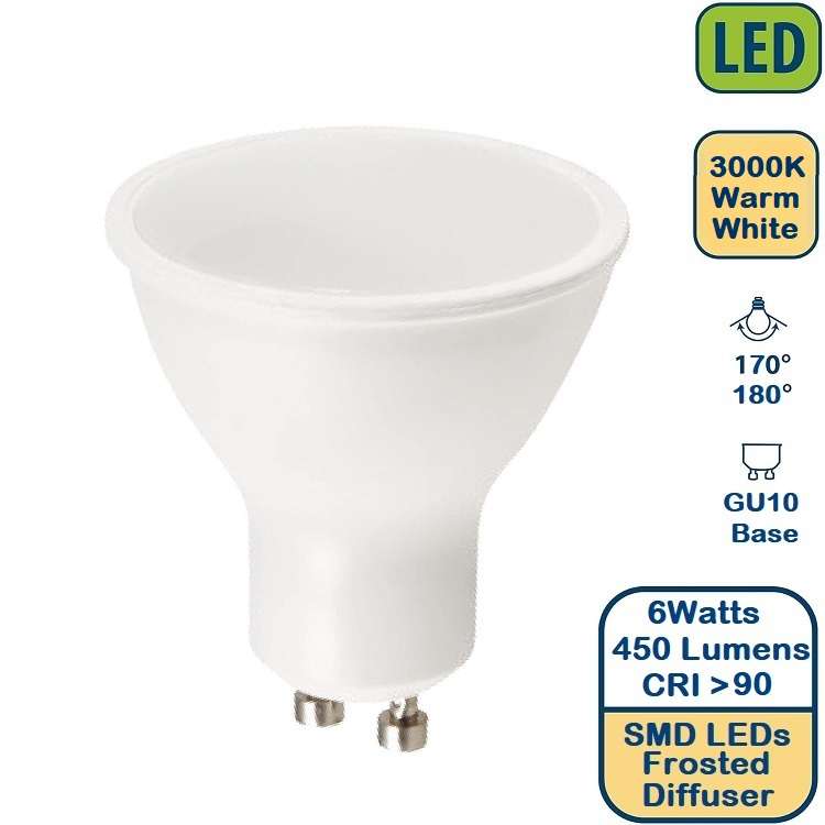 6W GU10 AC185~265V LED Light Bulbs Wide Beam Angle. Cozy Warm White Downlights. Collections Allowed.