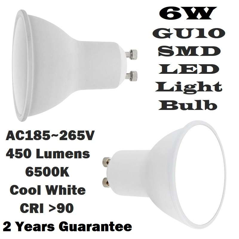 6W GU10 AC185~265V LED Light Bulbs Wide Beam Angle Super Cool White Downlights. Collections Allowed.