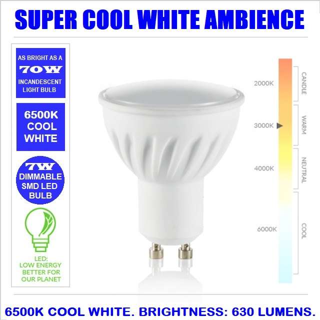 Dimmable LED Light Bulbs 7W GU10 AC220~240V Super Cool White SMD LED Downlights. Collections Allowed