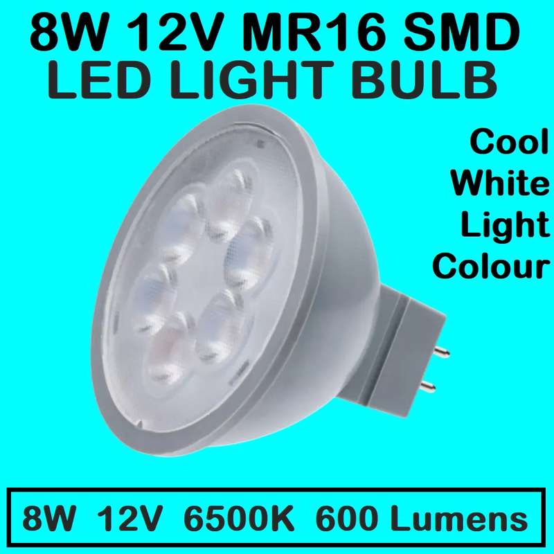 LED Light Bulbs: 8W MR16 12V SMD LED Downlights. Super Bright Wide Beam Angle. Collections Allowed.
