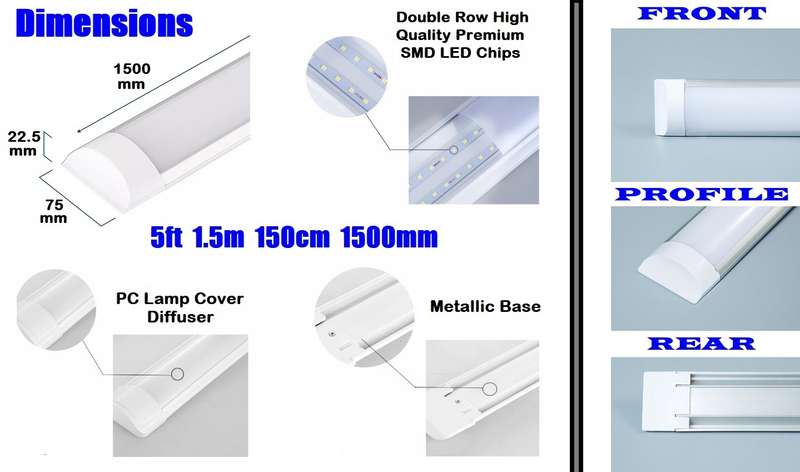 Premium LED Batten Tube Lights Ultra Slim Modern Design Complete With Fittings. Collections Allowed.
