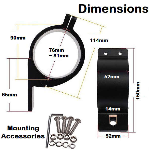 2pces 76mm~81mm Adjustable Black Mounting Brackets For Spotlights & Light Bars. Collections Allowed.