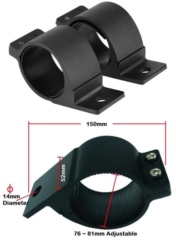 2pces 76mm~81mm Adjustable Black Mounting Brackets For Spotlights & Light Bars. Collections Allowed.