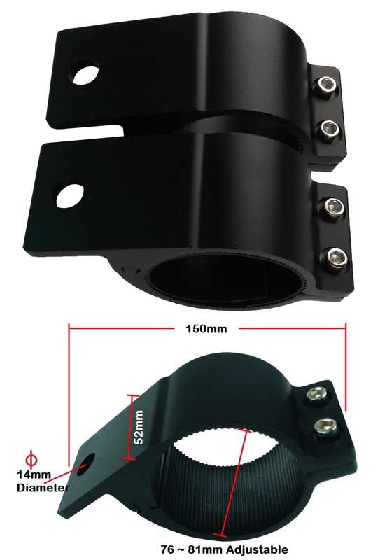 2pces 76mm~81mm Adjustable Black Mounting Brackets For Spotlights & Light Bars. Collections Allowed.