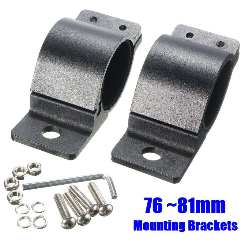 2pces 76mm~81mm Adjustable Black Mounting Brackets For Spotlights & Light Bars. Collections Allowed.