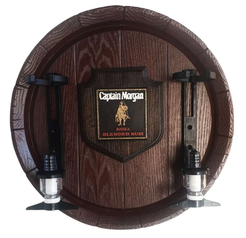 Large Barrel End Liquor Dispensers Captain Morgan Premium Rum with 2 Optic Sets. Collections Allowed