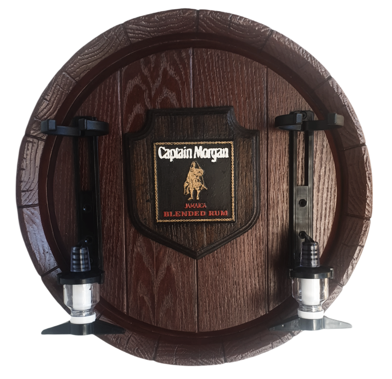 Large Barrel End Liquor Dispensers Captain Morgan Premium Rum with 2 Optic Sets. Collections Allowed