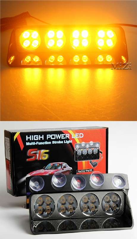 Orange Yellow Amber Vehicle LED Windscreen Dashboard Strobe Flash Dash Light Bar Collections Allowed