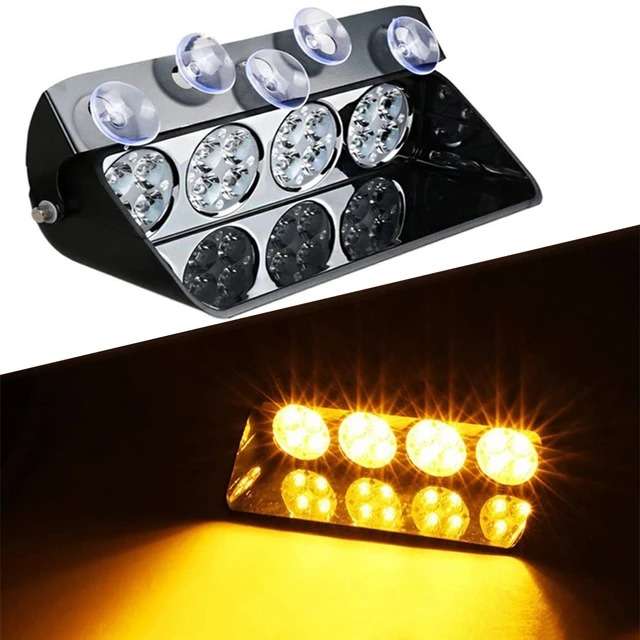 Vehicle Dashboard Windscreen Flash Strobe Orange Yellow Amber LED Dash Light Bar Collections Allowed