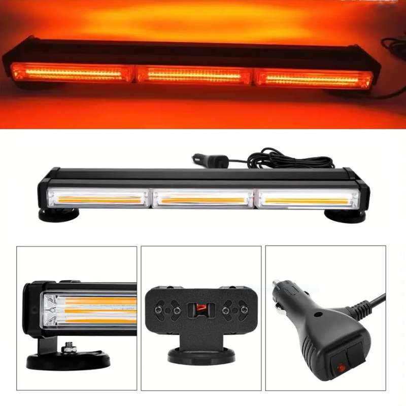 Orange Yellow Amber LED Double Side Strobe Flash Light Bar 45cm. Magnetic Mount. Collections Allowed