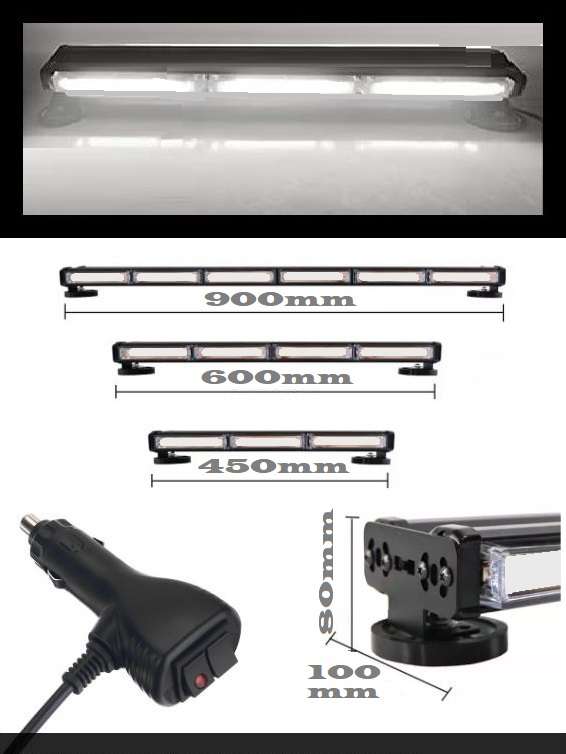 Magnetic Mount LED Strobe Flash Double Side Light Bar 450mm in Cool White. Collections Are Allowed.