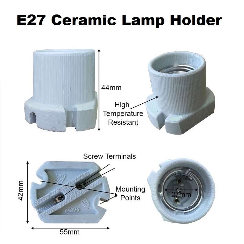 E27 Screw Cap Ceramic Porcelain Lamp Bulb Skirted Socket Holder Fitting Base. Collections Allowed.