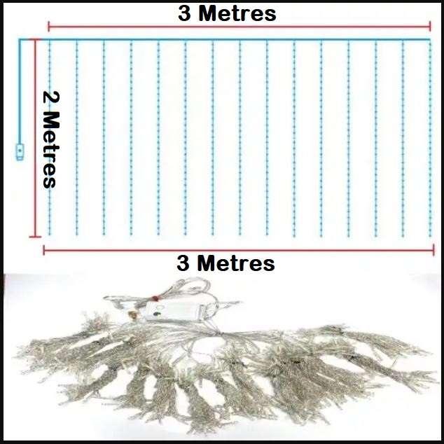 LED Decorative Fairy Curtain Lights Waterproof 220V AC in Warm White 3m x 2m. Collections allowed.