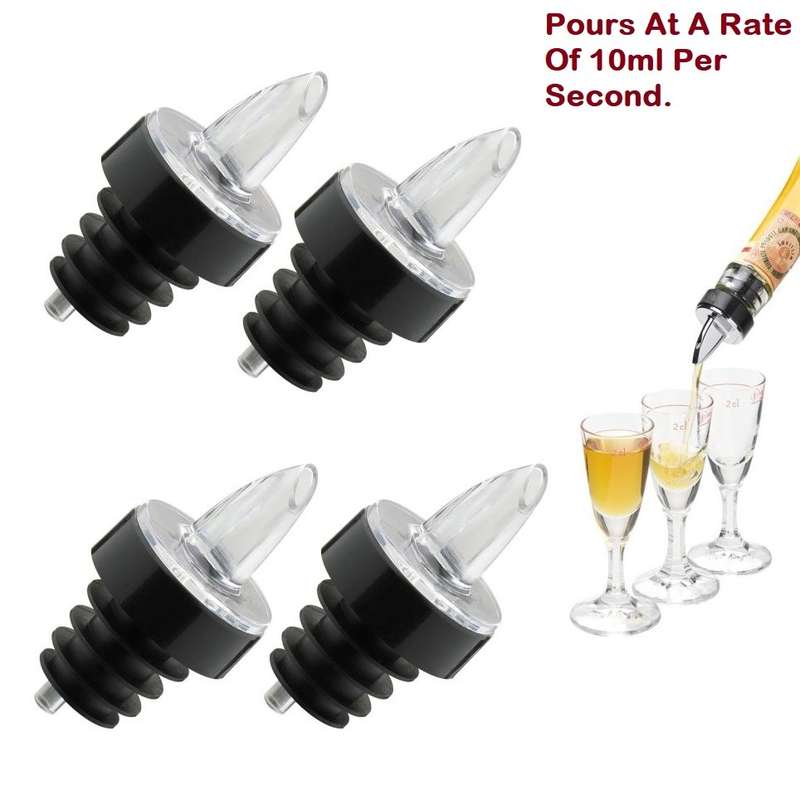 Kwik Shot Professional Free Flow Pourer. Clear Transparent With A Black Collar. Collections Allowed.