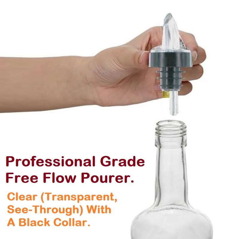 Kwik Shot Professional Free Flow Pourer. Clear Transparent With A Black Collar. Collections Allowed.