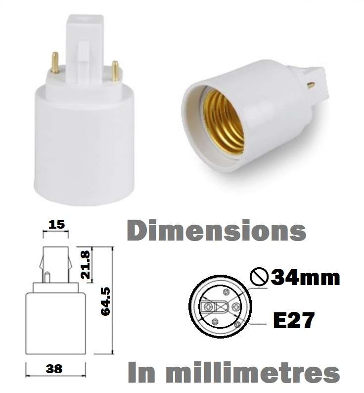 G24 Male To E27 Female Socket Base Light Bulb Lamp Adapter Converter Holder. Collections Allowed