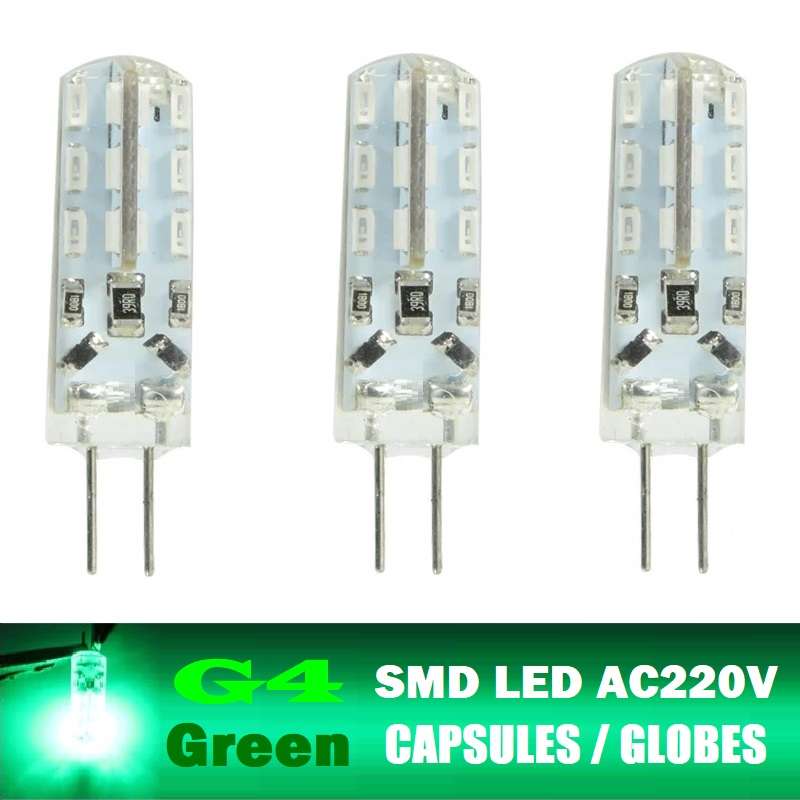 Green G4 LED Capsules, Lamps, Globes. Corn Design G4 SMD LED Light Bulbs AC220V. Collections Allowed