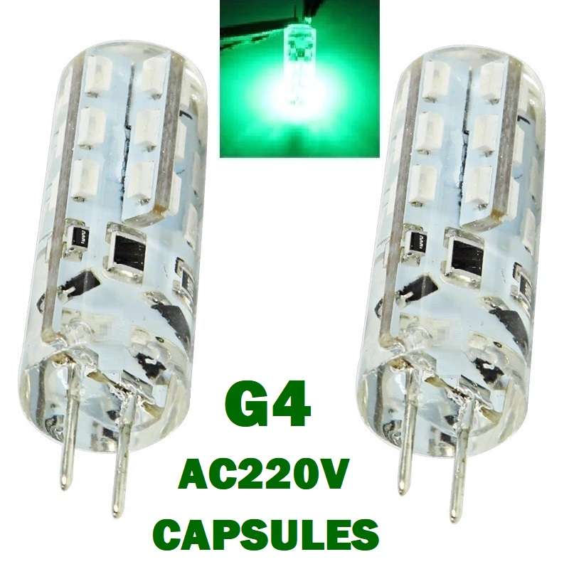 Green G4 LED Capsules, Lamps, Globes. Corn Design G4 SMD LED Light Bulbs AC220V. Collections Allowed