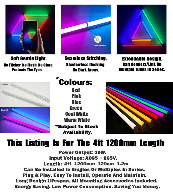 T5 Integrated LED Tube Lights, Complete With Brackets & Fittings 4ft 120cm 1.2m. Collections Allowed