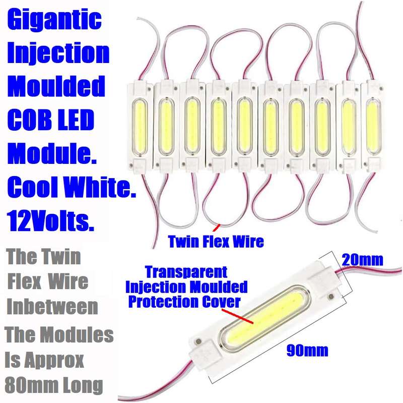 Giant Cool White COB LED Light Modules. Waterproof Injection Moulded with Lens. Collections Allowed.