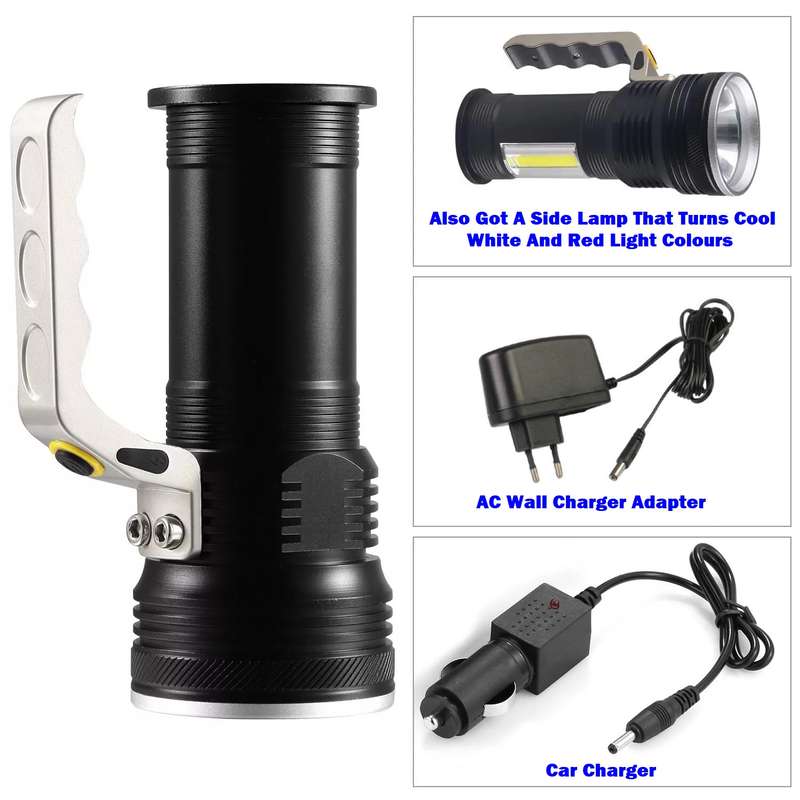 Multifunctional Rechargeable LED High Power Searchlight Emergency Torch. Collections Are Allowed.