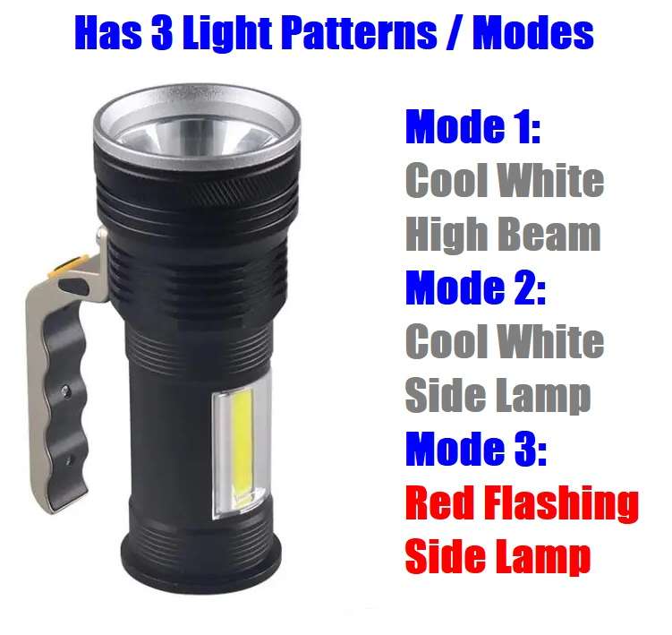 Multifunctional Rechargeable LED High Power Searchlight Emergency Torch. Collections Are Allowed.