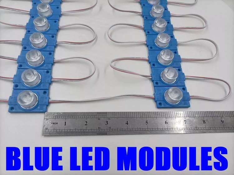 LED Light Modules: Waterproof Injection Moulded with Lens in Blue Light Colour. Collections Allowed.