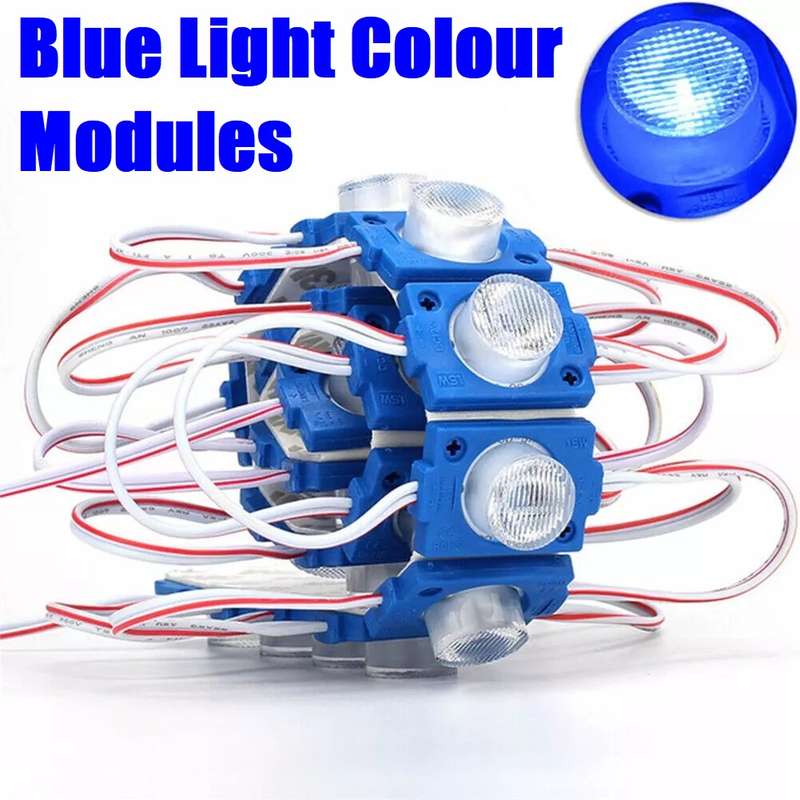 LED Light Modules: Waterproof Injection Moulded with Lens in Blue Light Colour. Collections Allowed.