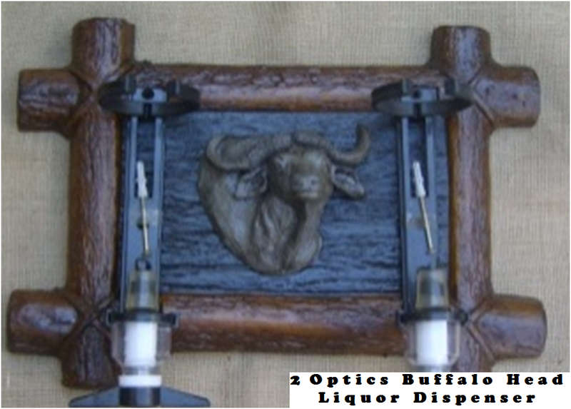 Liquor Dispensers: Buffalo Head With 2 Optics / Brackets Kits. Unique Products. Collections Allowed.