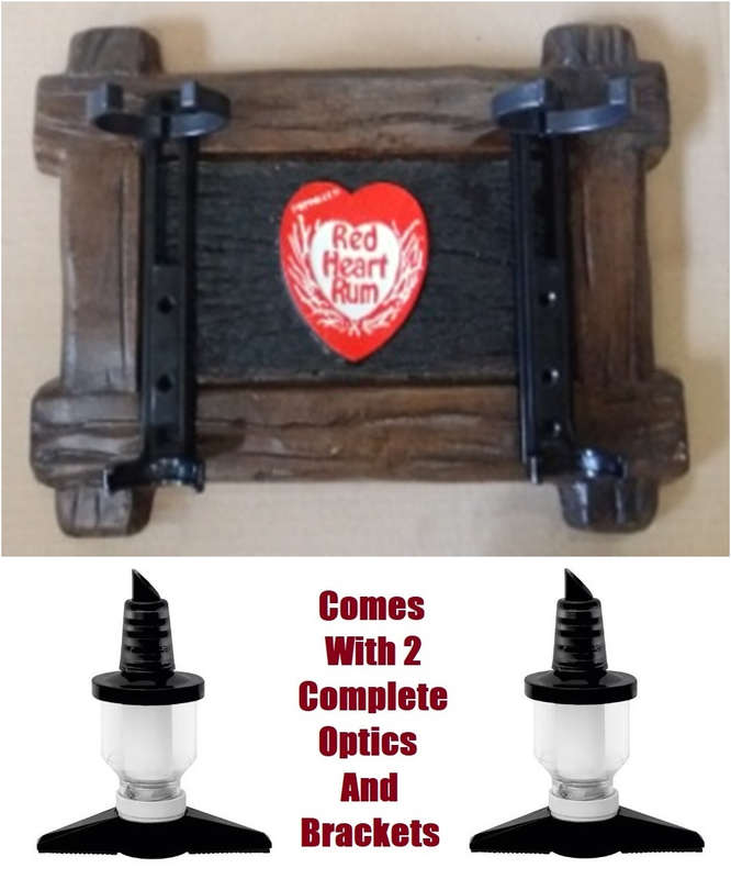 Liquor Dispensers: Red Heart Premium Rum plus 2 Optics Sets. Brand New Products. Collections Allowed
