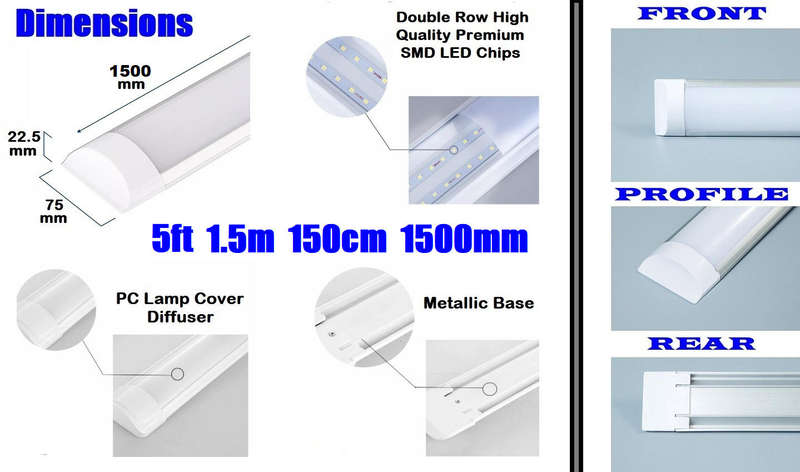 LED Batten Tube Lights: Ultra Slim Premium Modern Design Complete With Fittings. Collections Allowed