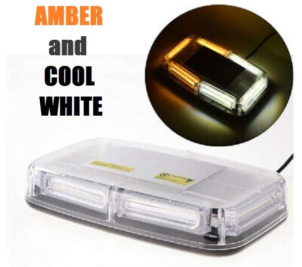 Amber + Cool White High Intensity COB LED Strobe Car Roof Top Flash Light Bar. Collections Allowed.