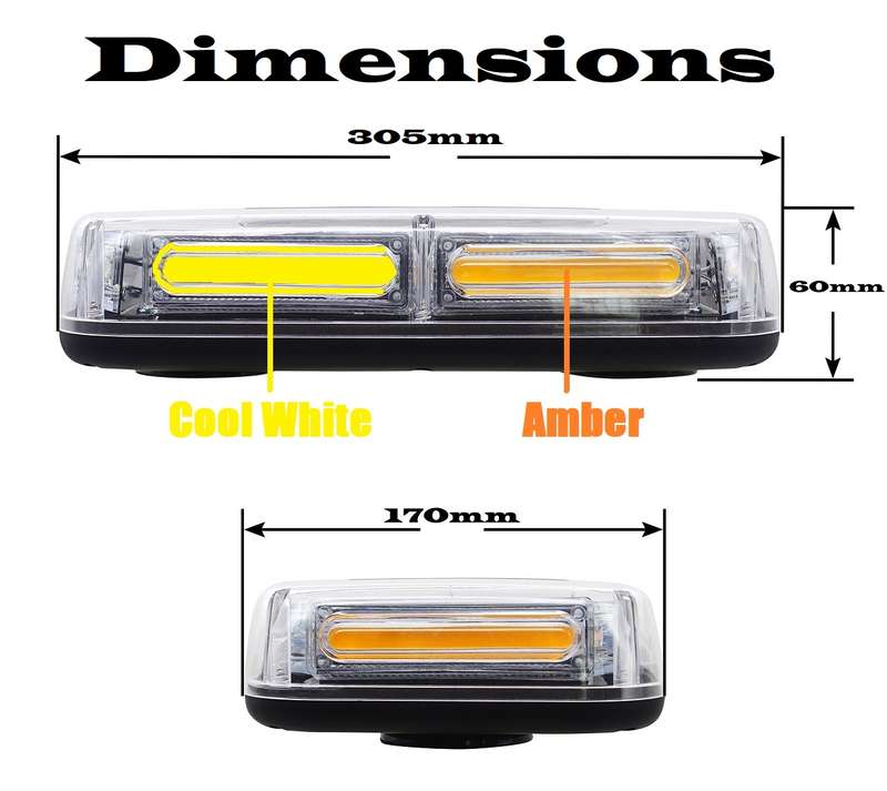 Amber + Cool White High Intensity COB LED Strobe Car Roof Top Flash Light Bar. Collections Allowed.