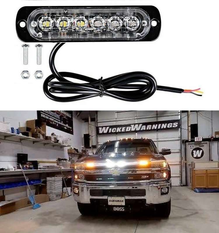 Cool White LED Flash Strobe Bumper Grille Side Marker Cluster Lights 12/24V DC. Collections Allowed.